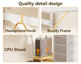 Casaottima L Shaped Desk with 4 Drawers, 40" Small White Computer Desk with Storage, Reversible Kids Study Desk with CPU Stand & Hook, Corner Desk for Home Office Casaottima