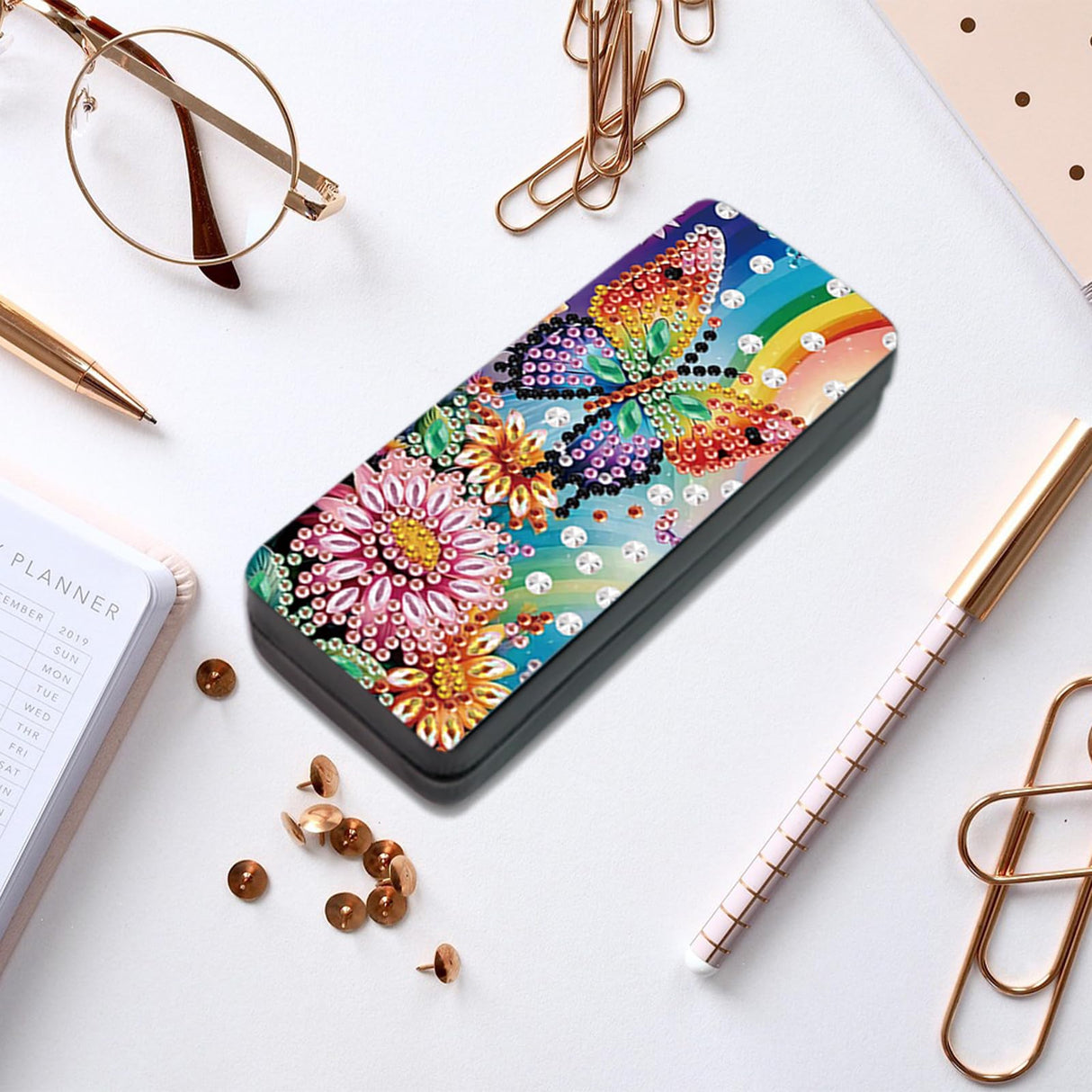 JISHSHAY Diamond Art Glasses Case Diamond Painting Sunglasses Case Diamond Art Kits for Adults Eyeglass Holder Diamond Painting Kits Eye Glass Holder Diamond Art Kits Eyeglass Holder Butterfly Flower JISHSHAY