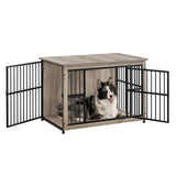 Feandrea Dog Crate Furniture, 38.6" Side End Table, Modern Kennel for Dogs Indoor up to 70 lb, Heavy-Duty Dog Cage with Enclosed Base, Double-Door Dog House, Heather Greige UPFC023G01 Feandrea