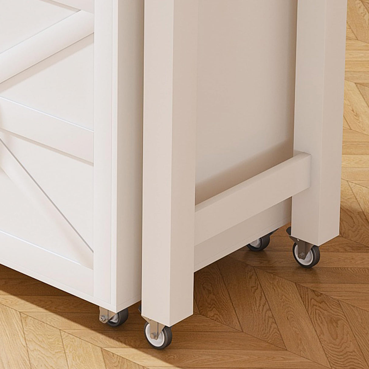 Ball & Cast 74.8" Kitchen Island with Extendable Dining Table & Power Outlet,Rolling Storage Cart on Wheels with 3 Drawers & 2 Door,Rolling Bar Table Cabinet for Dining Room,White Ball & Cast