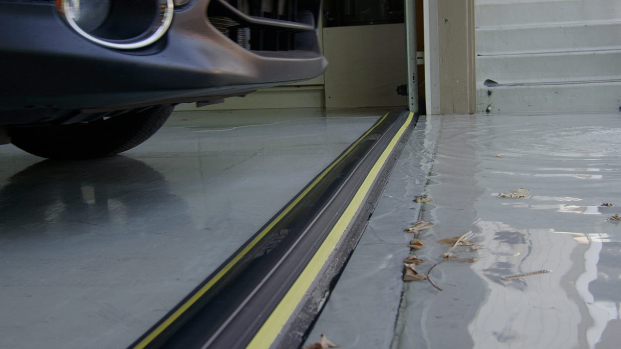 1 ½" High Garage Door Flood Barrier Threshold Kit (8'3") | Flexible PVC | Complete Kit Includes 2 Adhesives | GaraDry GARADRY