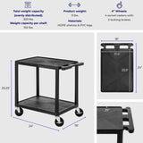 Line Leader Plastic AV Cart with Keyboard Tray and Locking Metal Cabinet, Heavy Duty Mobile Workstation with 4 Rolling Casters, 2 Locking Brakes, Heavy Duty, Holds up to 75 lbs (42 Inch w Cabinet) Stand Steady