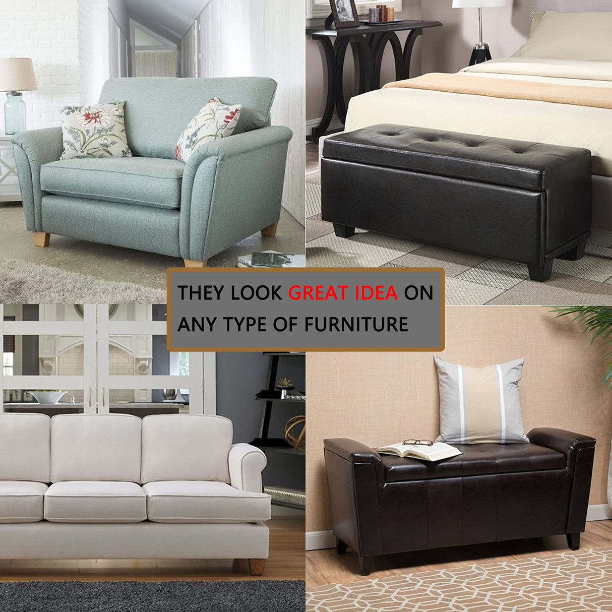 Furniture Legs Sofa Couch Leg Replacement Parts Table Feet Solid Wood Replace Legs 4 inch DIY for Desk Cabinet Bench Dresser Loveseat Chair Ottoman Bookcase Trapezoid Set of 4 (4 inch, Log stain) ANJUREN