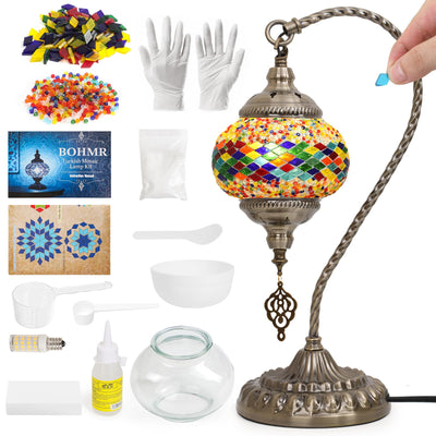 BOHMR DIY Turkish Mosaic Lamp Kit,Swan-Neck Table Lamp Making Kit, Easy No Skills Craft for Family Team，Decorative Table Desk Light Crfat Kit for Living Room Bedroom, Make Your Own Lamp, Multicolor