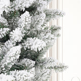 Glitzhome 11ft Pre-Lit Flocked Slim Fir Artificial Christmas Tree, Large Xmas Tree with 950 Warm White Lights for Holiday Decorations Glitzhome