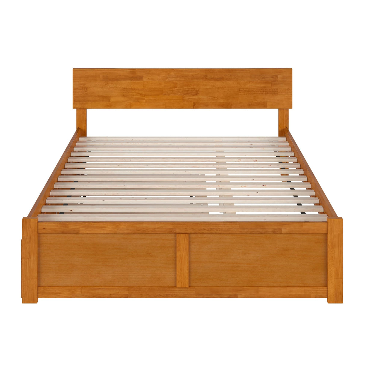 AFI Orlando Queen Solid Wood Platform Bed with Footboard & Twin XL Trundle in Light Toffee AFI