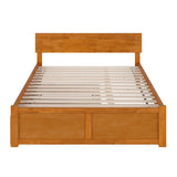 AFI Orlando Queen Solid Wood Platform Bed with Footboard & Twin XL Trundle in Light Toffee AFI