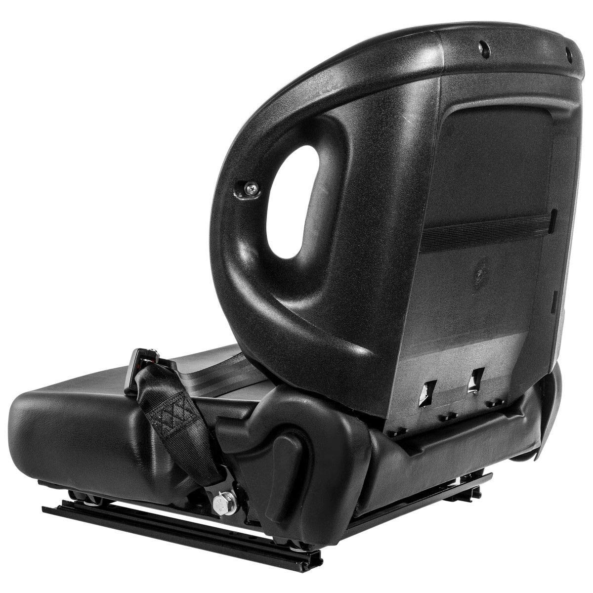 Stark USA Universal Forklift Seat Replacement Mechanical Seat Suspension Seatbelt Adjustable Clark Cat Toyota Seat Curved Back Stark USA