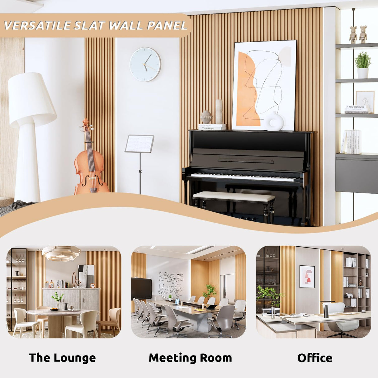 WPC Slat Wall Paneling, Modern Accent 3D Wall Panels, 8-Piece 94.5" x 6.6" TV Wall Panel, Bedroom, Living Room, Oak Carlo Schdoo