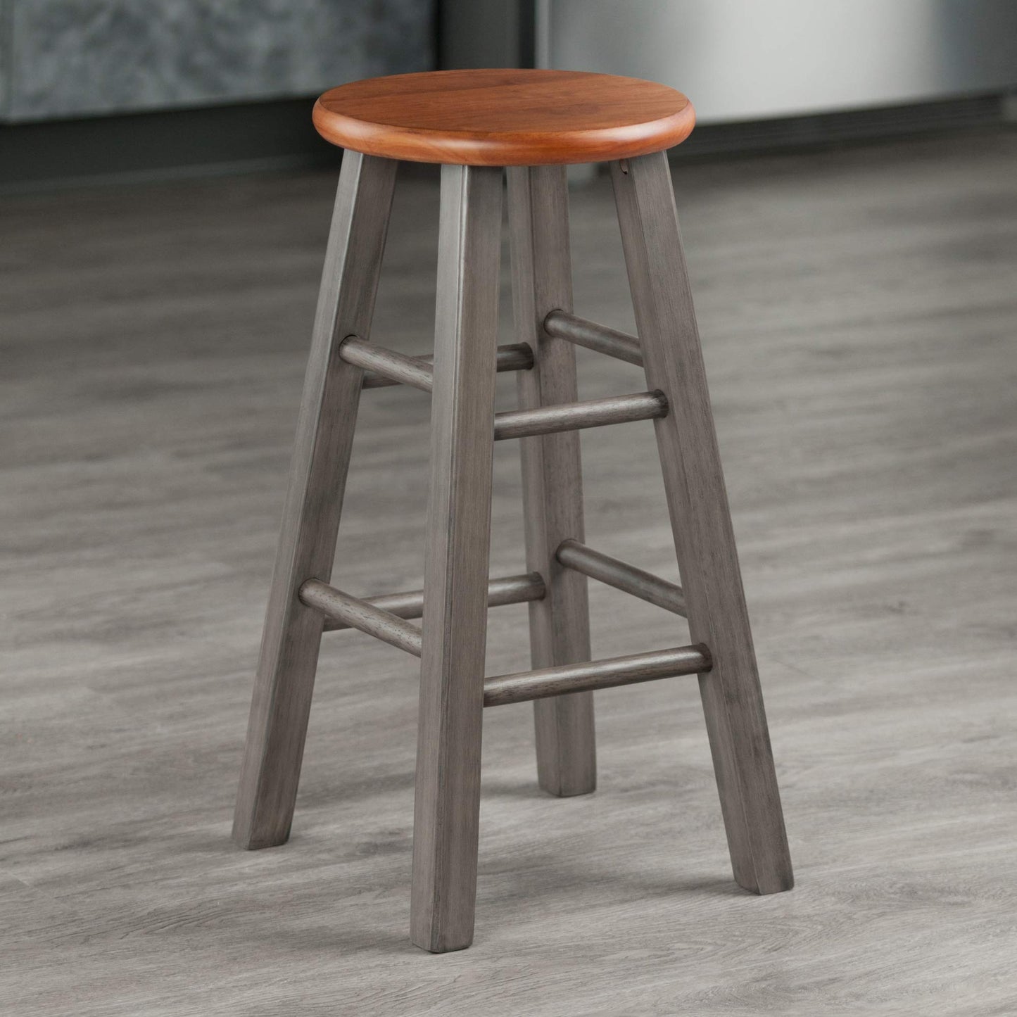 Winsome Wood Ivy Counter Stool, Rustic Gray and Teak, 24"