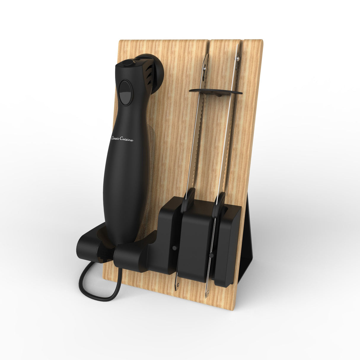 Classic Cuisine Electric Carving Knife Set - 2 Stainless-Steel Blades, Comfort Grip Handle, and Wood Storage Block for Slicing Bread, Meat and More Classic Cuisine