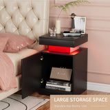 oneinmil 4-Piece Table Set Includes A Modern Coffee Table, A 70 Inch TV Stand with 36 Inch Electric Fireplace and 2 LED Light Nightstands, Elegant Black Tables for Living Room, Bedroom, Black oneinmil