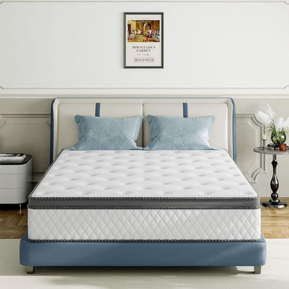 Full Mattress, 10 Inch Medium Firm Hybrid Mattress with Bamboo Charcoal Gel Memory Foam and Pocketed Springs, Full Size Mattress in a Box with Pressure Relief and Support, CertiPUR-US Certified