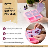 Pifito Soap Making Kit │ DIY Soap Making Supplies - 3 lbs Melt and Pour Soap Base (Shea Butter, Goats Milk, Oatmeal), 8-Pack Oxide Pigment Colorants Sampler, Mold and Instructions Pifito