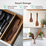 Wooden Spatula for Cooking, Long Handle, Wooden Spoons Set of 2 for Nonstick Pans & Cookware, Wooden Utensil Set, Wood Flipper for Pan and Wok, Wood Scraper, Spatula for Flipping, Serving & Scraping Tigina