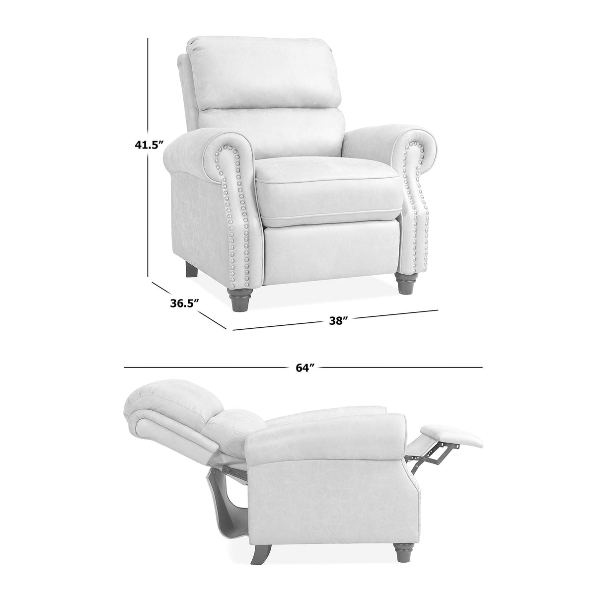 Domesis Cortez - Distressed Faux Leather Push Back Recliner Chair, Latte Tan Domesis