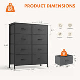 Sweetcrispy 8 Drawer Dresser with Fabric Bins Fabric Storage Tower Organizer for Bedroom Closet Hallway Entryway Tall Chest of Drawers with Steel Frame Wood Top Easy Pull Handles,Grey Sweetcrispy