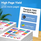 Tiampuk 5 Pack T502 502 Ink Refill Bottles for Ecotank ET-4850 ET-4760 ET2750 ET-3760 ST-4000 ET-15000 ET-2850 ST-2000 ET-3710 ET-3850 ET-3750 ET-3830 ET4750 ET3700 ST3000 ET2700 ET2760 Printer Tiampuk