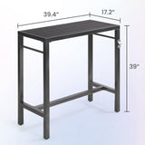 Murago 39 Inch Black Counter Height Bar Table with Composite Top and Built-in Bottle Opener Murago