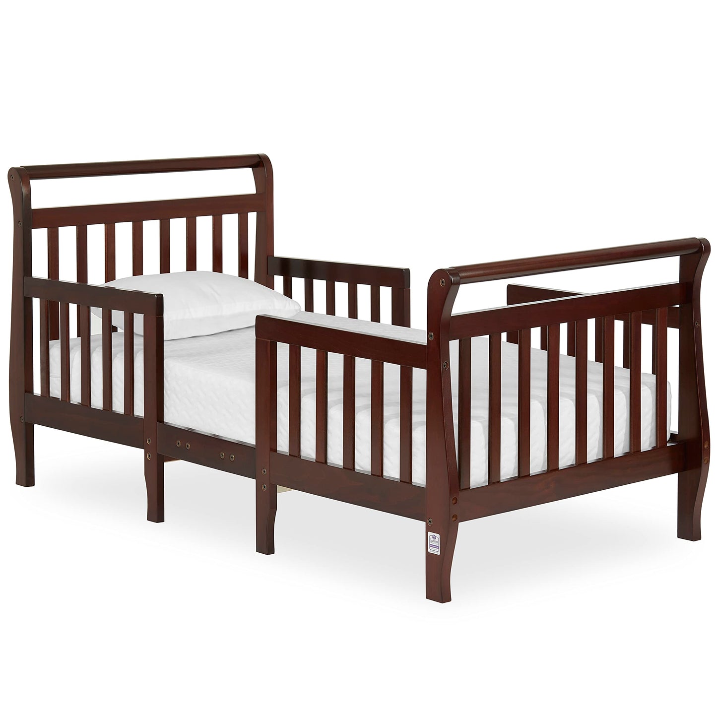 Dream On Me Emma 3-in-1 Convertible Toddler Bed in Espresso, Converts to Two Chairs and-Table, Low to Floor Design, JPMA Certified, Non-Toxic Finishes, Safety Rails - WoodArtSupply