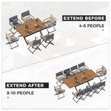 Grand patio 9-Piece Outdoor Dining Set, 8 Extra-Wide Folding Chairs & 1 Rectangle Expandable Table for 6-8 Person, Sling Mesh Patio Chairs with Wood Grain Table for Yard, Poolside, Deck, Gray Grand patio