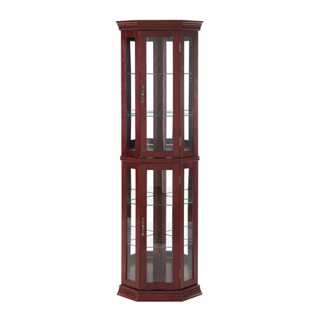 Lighted Display Cabinet,Glass Curio Display Cabinet with Adjustable Shelves & Mirrored Back,Storage Cabinet Wood Frame Collectibles Toy Display for Living Room, Kitchen, Pantry light bulb not included YiaFurio