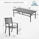 MFSTUDIO Patio Dining Set for 8, Outdoor Dining Set with Umbrella Hole, Metal Patio Table and Chairs Set, 9 Piece Outdoor Patio Furniture Set for Deck Backyard Poolside Garden MFSTUDIO