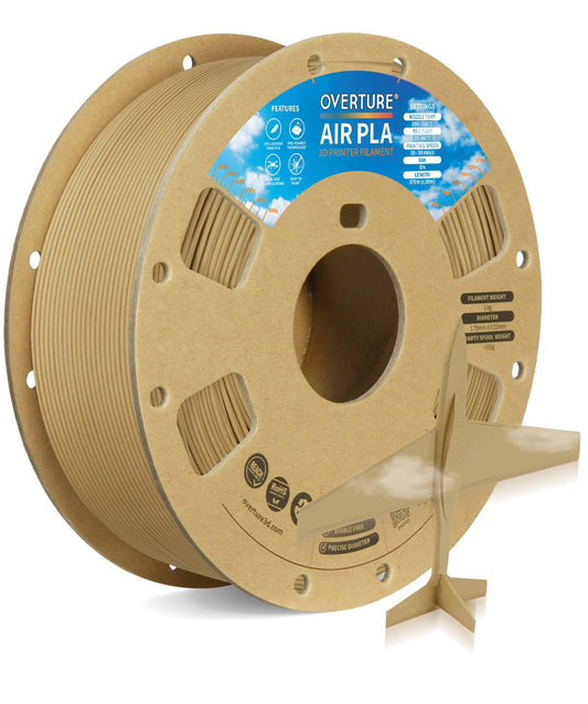 OVERTURE Air PLA Filament, Pre-Foamed PLA Low-Density, Lightweight PLA, Cardboard Spool, 0.82kg(1.8lbs), Dimensional Accuracy +/- 0.02mm (Wood) - WoodArtSupply