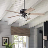 Prominence Home Saybrook Modern Farmhouse 52 Inch Ceiling Fan with Light, LED Ceiling Fan, Tri-Mount Indoor Fan with 5 Blades, Gray Pine and Brown Maple Blade Finish Options, Espresso (51593-01) Prominence Home