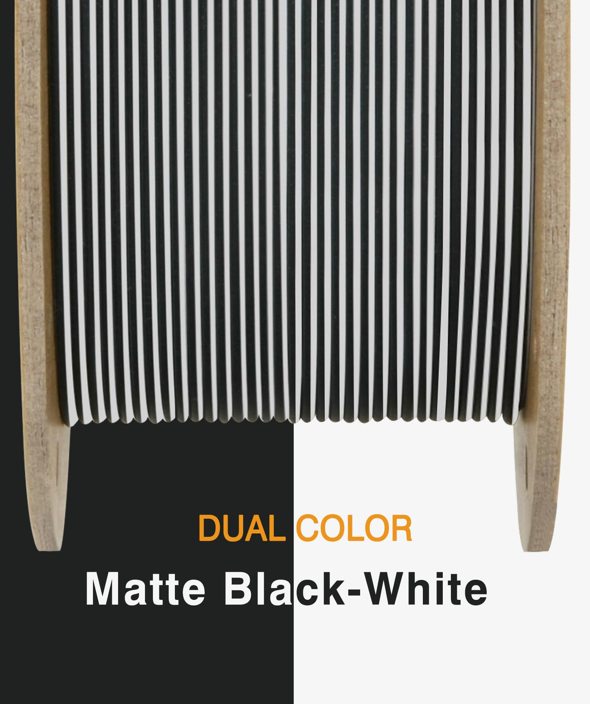 OVERTURE Dual Color Matte PLA 3D Printer Filament 1.75mm, Matte PLA 1kg Cardboard Spool (2.2lbs), Dimensional Accuracy +/- 0.02 mm (Matte Black-White) OVERTURE