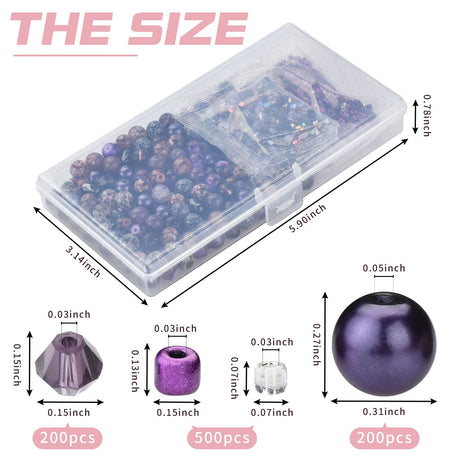 900pcs Glass Craft Beads for Bracelet Making Kit, Include Assorted Round/Bicone/Seed/Rock Beads and Teardrop Pendant for Jewelry Making, Necklace, Art, Designer Charms Rired 27