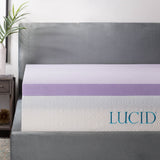 Lucid 3 Inch Lavender Infused Memory Foam Mattress Topper - Ventilated Design – Pressure Relieving Bed Topper - Mattress Pad – CertiPur Certified - Full Size LUCID