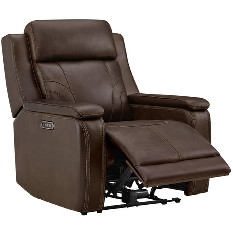 Watson & Whitely Genuine Leather Electric Recliner Chairs for Adults, Lay Flat Recliner with Power Headrest & Chargers for Living Room, Dark Brown Watson & Whitely
