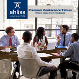 ahliss Sturdy Conference Table with Cable Management Grommets Modern Rectangle Office Meeting Table with Wood Tabletop and Metal Frame & Legs- Easy Assembly Boardroom Table (Dark brown, 10 foot) ahliss
