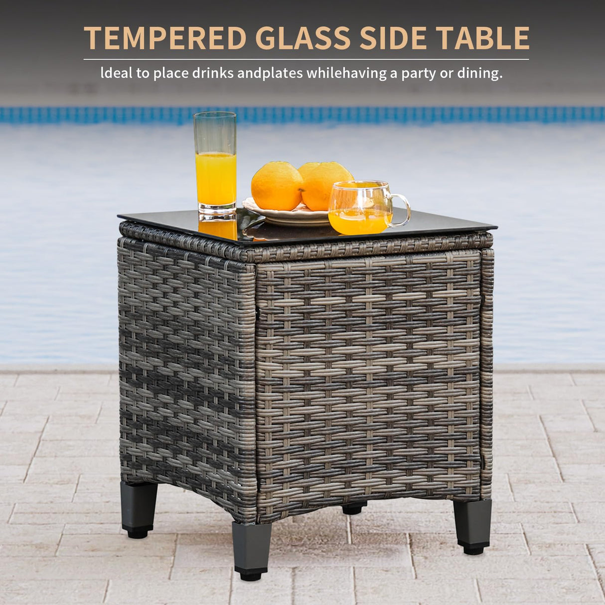 MEISSALIVVE 3 Pieces Outdoor Swivel Rocker, Patio Furniture Bistro Set with 360° Wood Armrests Swivel Rocking Chairs and Side Table for Porch,Deck,Balcony(Grey/Blue) MEISSALIVVE