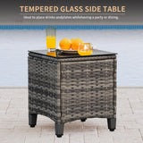 MEISSALIVVE 3 Pieces Outdoor Swivel Rocker, Patio Furniture Bistro Set with 360° Wood Armrests Swivel Rocking Chairs and Side Table for Porch,Deck,Balcony(Grey/Blue) MEISSALIVVE