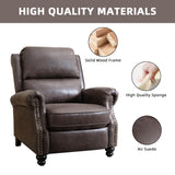 IOMOR Push Back Recliner Chair Faux Leather Lounge Armchair with Rivet Decoration Wingback Single Sofa Chair with Padded Seat Solid Wood Legs for Living Room, Comfy Upholstered, Dark Grey IOMOR