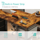 Lufeiya L Shaped Desk with Drawers & Storage Shelves, 47 Inch Corner Computer Desk with Power Outlet for Home Office Bedroom, L-Shaped Gaming PC Desks with Fabric Drawer, Rustic Brown Lufeiya