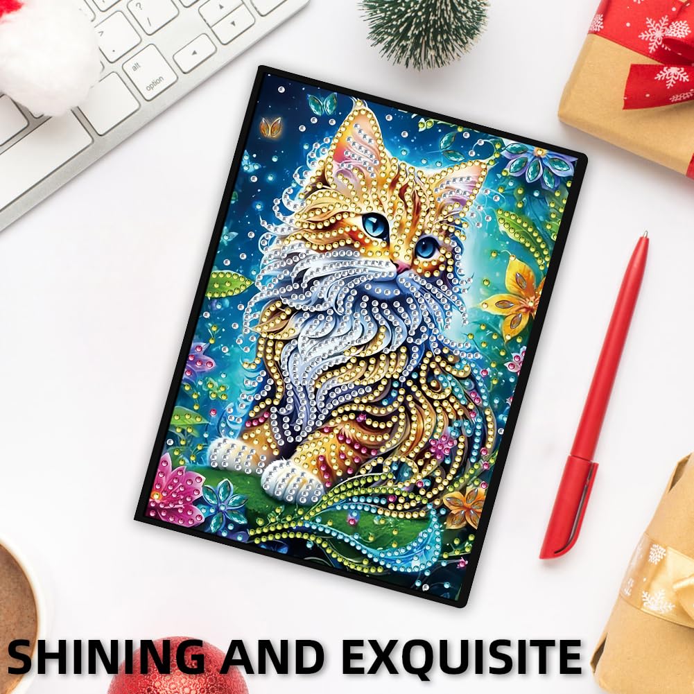 50-Page A5 Cat Diamond Art Painting Notebook for Adults - Holiday & Birthday Gift Journal FRANDEK