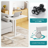 OLIXIS Small Standing Desk Adjustable Height, Portable Rolling Table on Wheels, 19 Inch Computer Mobile Desk Workstation for Home Office, White OLIXIS