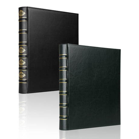 2 Pcs Vintage Hardback 3 Ring Leather Binder, Professional Binder Organizer, Planner Binder, Classical 1 Inch 3 Ring Binder, Letter Size 8.5 x 11, (1 Black and 1 Dark Green) LETVPVOW