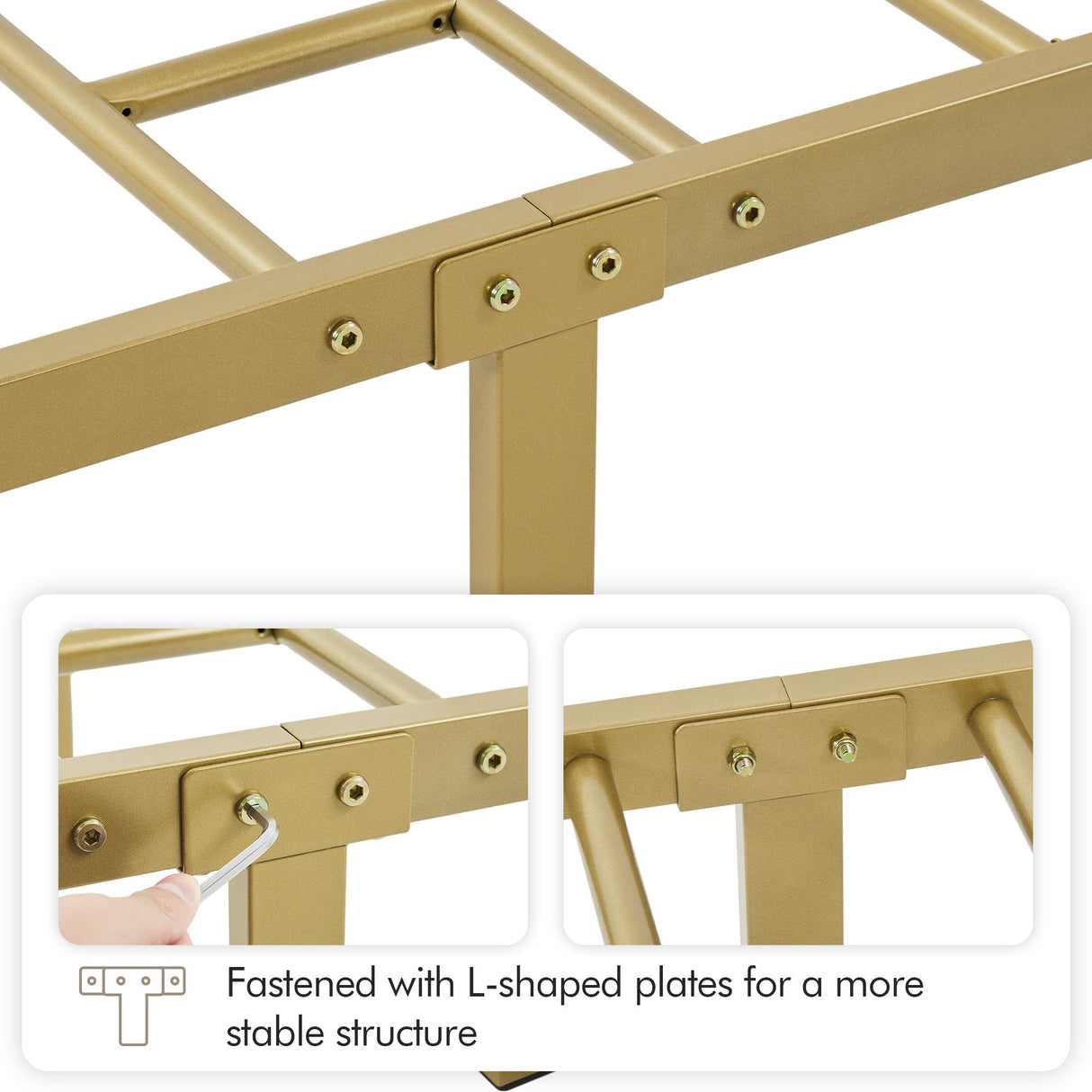 Yaheetech Classic Metal Platform Bed Frame Mattress Foundation with Victorian Style Iron-Art Headboard/Footboard/Under Bed Storage/No Box Spring Needed/King Size Antique Gold Yaheetech