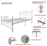 YERPERFO Metal Queen Bed Frame with Headboard and Footboard Farmhouse Platform Bed Frame Queen Size Under Bed Storage No Box Spring Needed and Easy Assembly(Queen, White) YERPERFO
