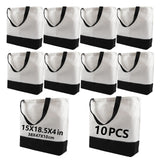 OKBA 10 pcs Sublimation Tote Bags,polyester tote bags for sublimation, blank canvas tote bags for DIY Crafting and Decorating (10, Black/White) OKBA