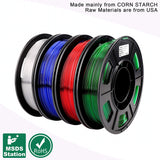 AMOLEN 3D Printer Filament Bundle, PETG Filament 1.75mm,Transcucent Clear/White,Red,Green,Blue Filament,PETG Transparent Filament with Light Transmission Feature,250g x 4 Spools Set AMOLEN