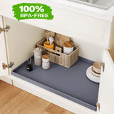 FLATO Waterproof Under Sink Mat 34" x 22" Shelf Liner for Kitchen and Bathroom, Cabinet Protector, Organizers and Storage, Flexible Silicone Drip Tray FLATO