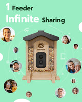 VISIOGEAR Bird Feeder with Camera, Smart Bird Feeder for Outdoors, Wild Bird Feeders with Solar Panel Bamboo Bird House Camera for Bird Lovers, AI Auto Capture Bird & Real-time Notification (Gable) VISIOGEAR
