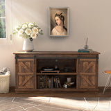 JUMMICO TV Stand for 65 Inch TV, Entertainment Center with Storage Cabinets and Sliding Barn Doors, Mid Century Modern Media TV Console Table for Living Room Bedroom (Rustic Oak) JUMMICO