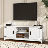 Panana Modern Farmhouse TV Stand for 65 inch TV, Entertainment Center with Storage and Open Shelves, Wood TV Stands TV Table Stand for Living Room, Bedroom (White, for 32"-65" TV) Panana