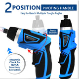 MXMZHXU Cordless Screwdriver, 8V Max 10Nm Electric Power Screwdriver with 47 Accessories, 6+1 Torque, Pivoting Handle, 2000mah Rechargeable Screw Gun & Bit Set with LED Light, Flexible Shaft MXMZHXU